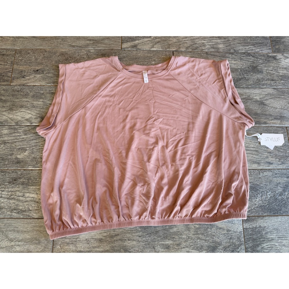 Stylus Blouson Top Plus Size 3X Tunic Top Short Sleeve NWT Shirt 3XL Boho Mauve